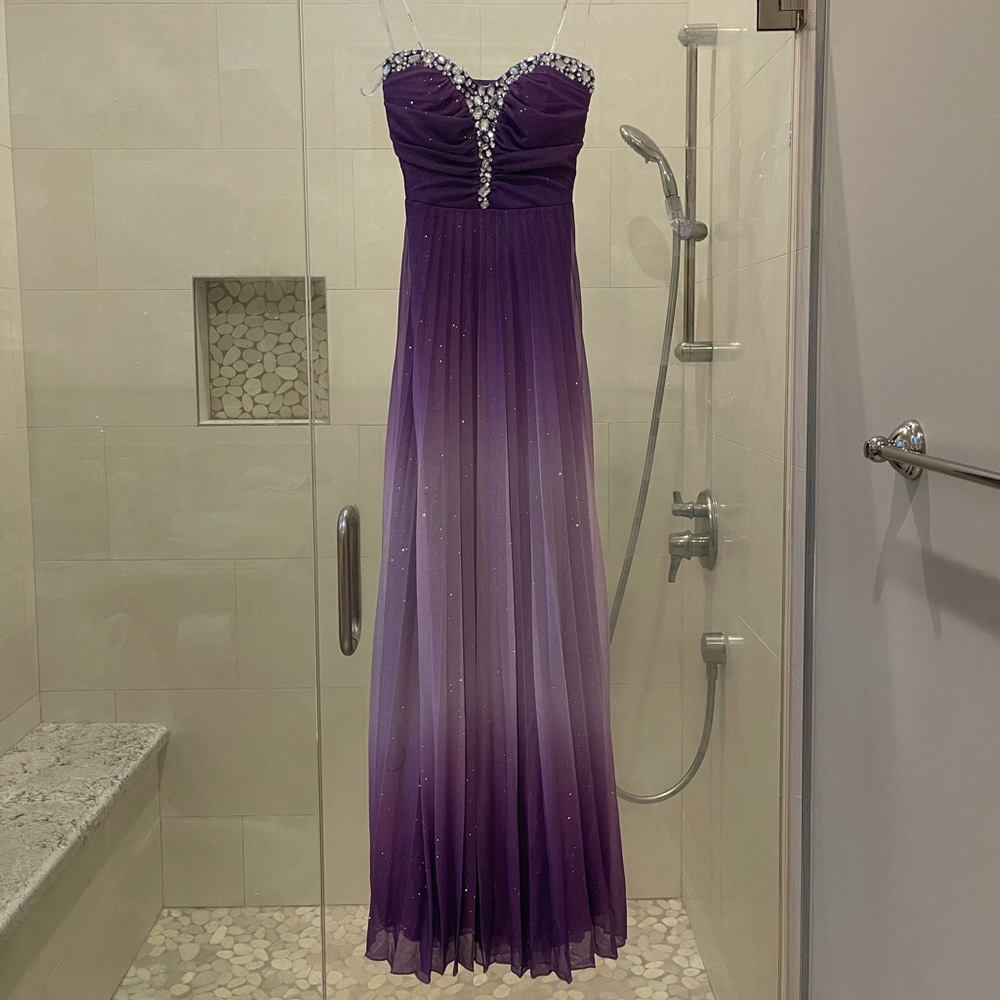 Purple Sweetheart Neckline Ombré Strapless Maxi Cocktail Dress (Size S)